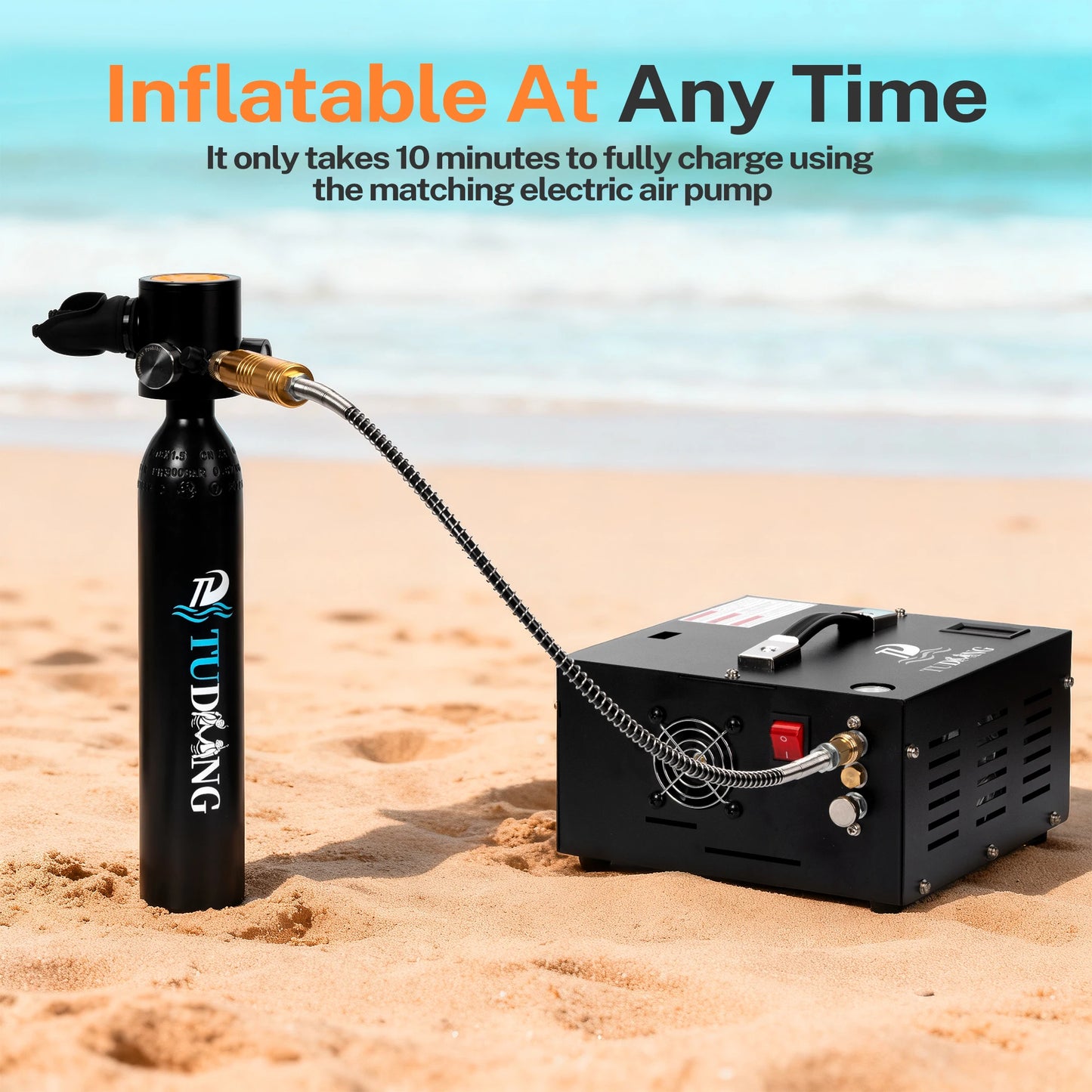 Experience compact, dependable underwater training with the TUDIVING 0.5L scuba tank kit.
