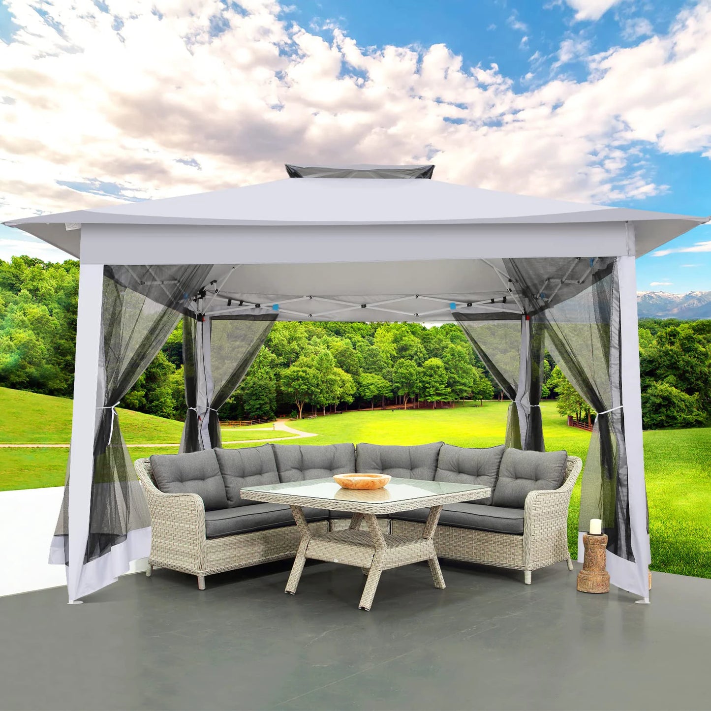 Tooluck brings you a sturdy 12x12 pop up gazebo that lets you enjoy shade, privacy, and comfort anywhere, from backyard barbecues to campsite gatherings.