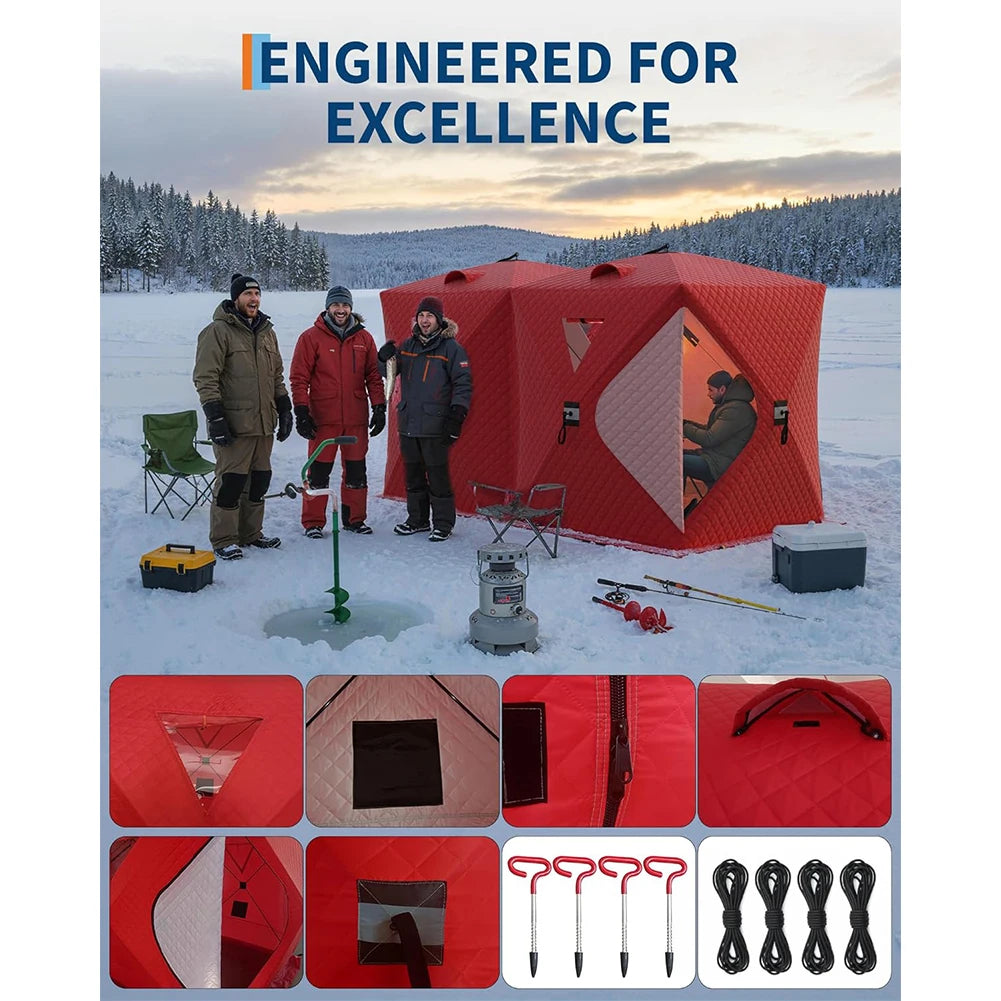 Pop Up Thermal Insulated Fishing Shelter Hub Tent For 1 To 8 Persons