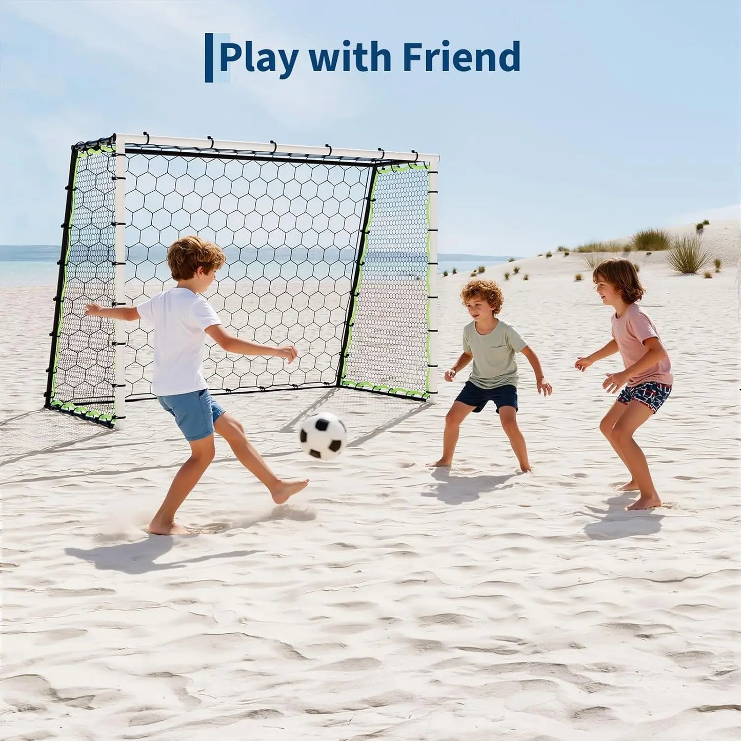 HiMISS 3 In 1 Soccer Goal Training Rebounder Net 7x5 Ft Steel Frame