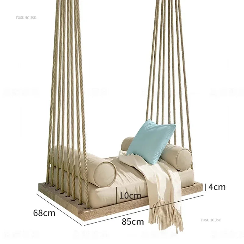 Alcony Outdoor Hammock Swing Chair Hanging Basket Garden Wood Single And Double