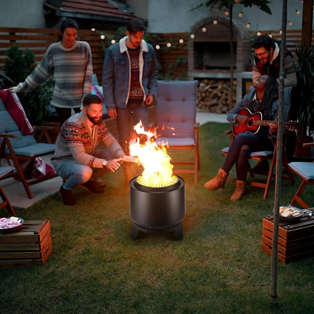 20 Inch Smokeless Fire Pit Outdoor Wood Burning With Removable Ash Pan