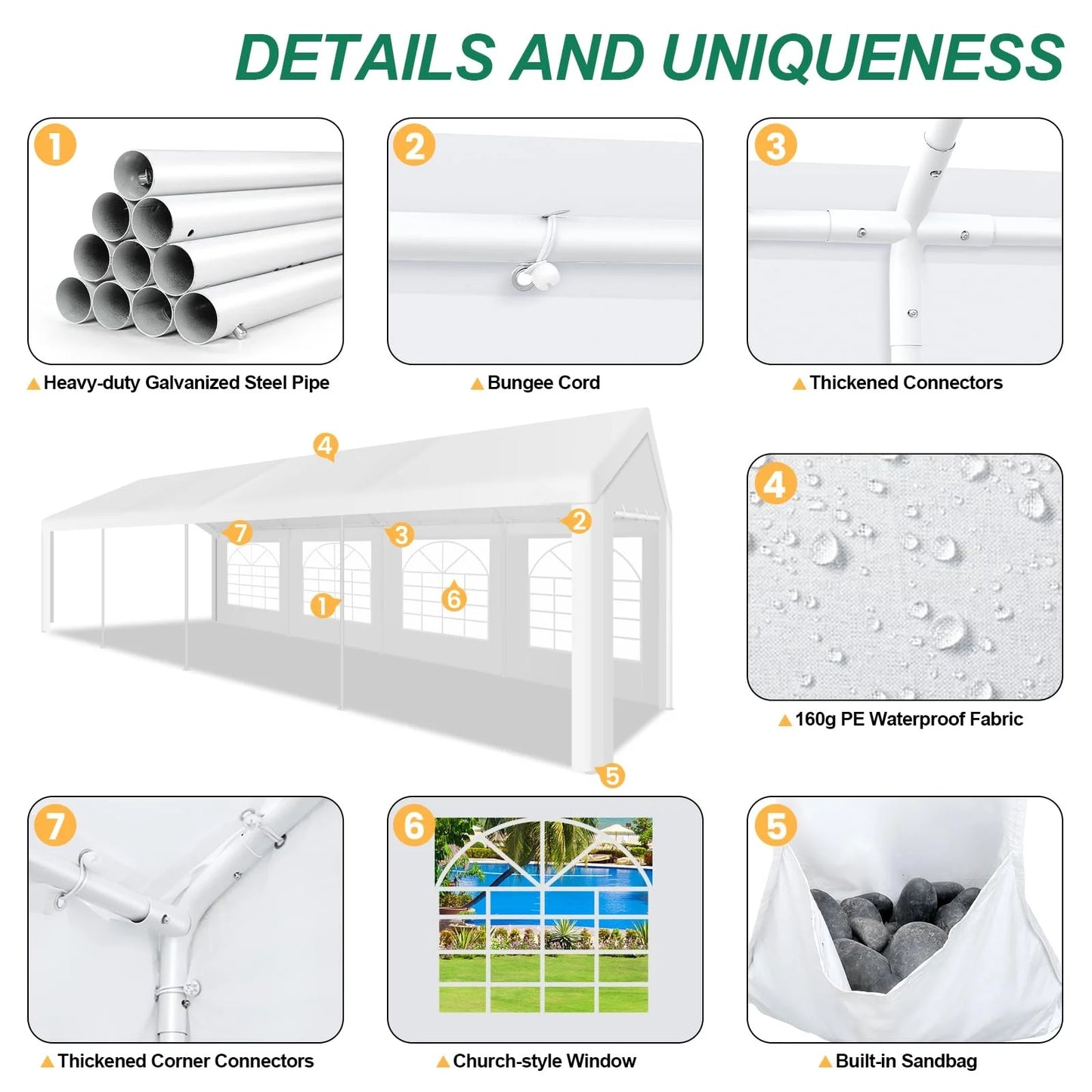 Create unforgettable outdoor events with the COBIZICN 10x30 canopy tent that stands up to wind, rain, and crowds while keeping setup quick and simple.
