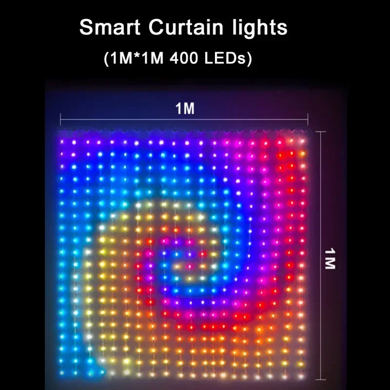 GCTECHING 400 LED Smart Curtain Lights With App Remote Control Music Sync