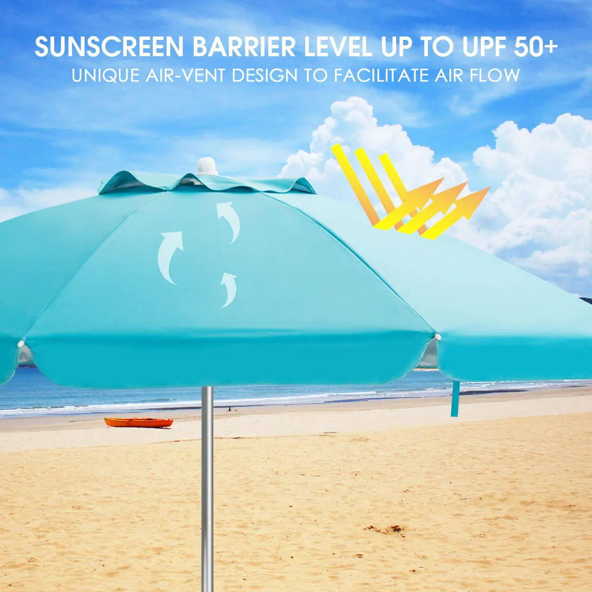 HOMASISH 6.5ft Patio Beach Umbrella Tilt Aluminum Carry Bag