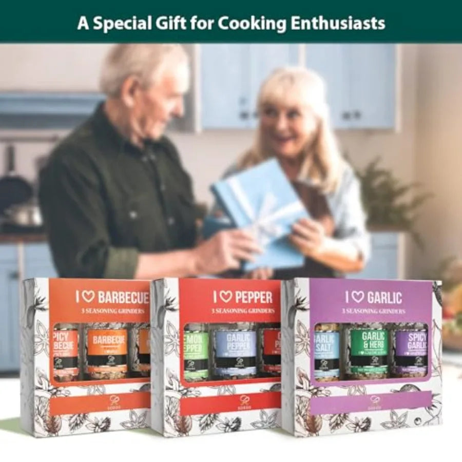 Elevate your cooking with the MDNG Spice Seasoning Set featuring nine integrated grinders.
