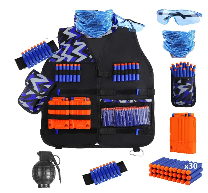 Gear up for action packed Nerf battles with this kid friendly tactical vest kit.
