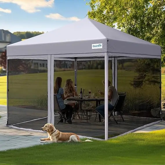 10x10 Pop Up Screened Canopy Tent With Mosquito Netting Portable Shelter Patio