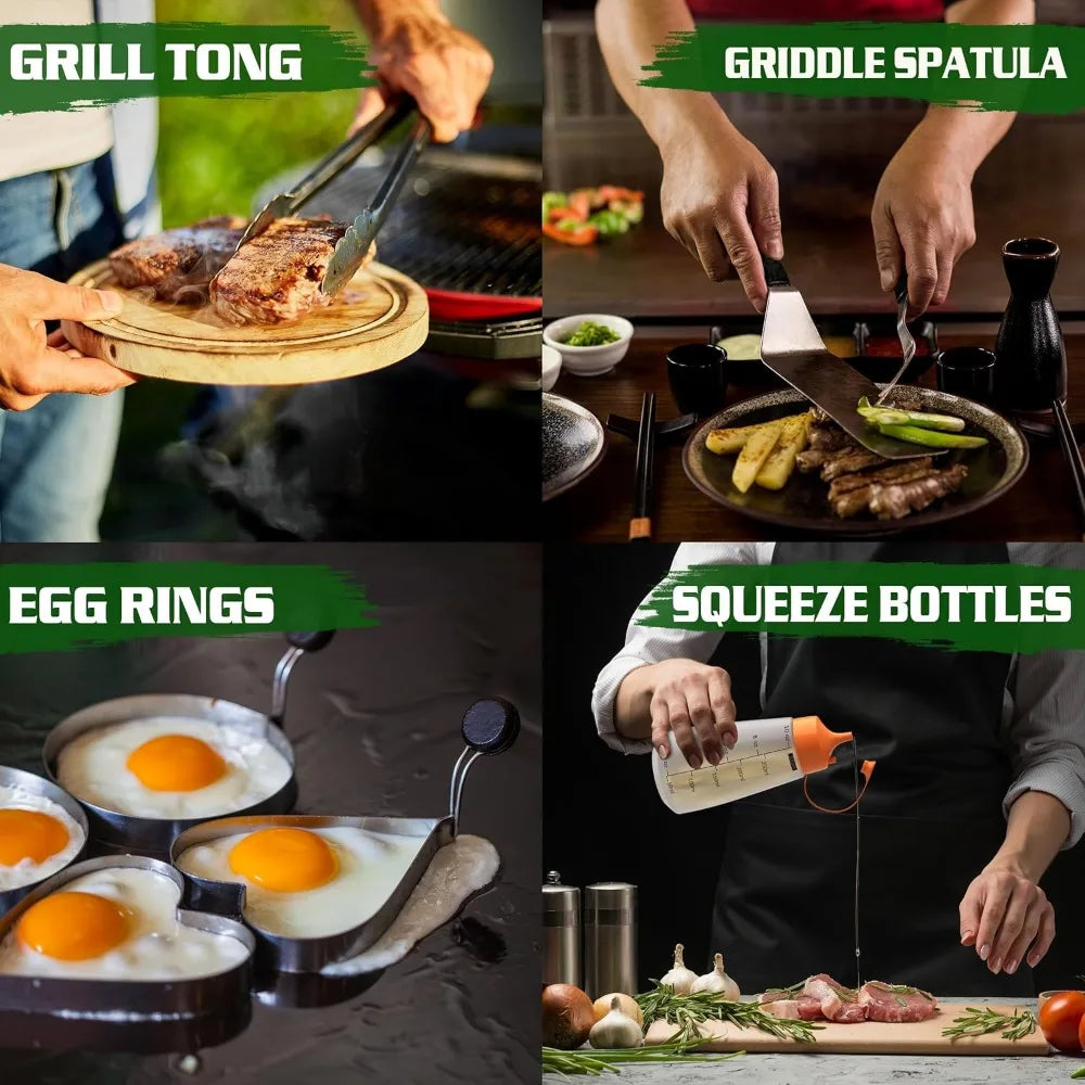 134 Piece Griddle Accessories Kit for Blackstone Grills Dome Burger Press Tools