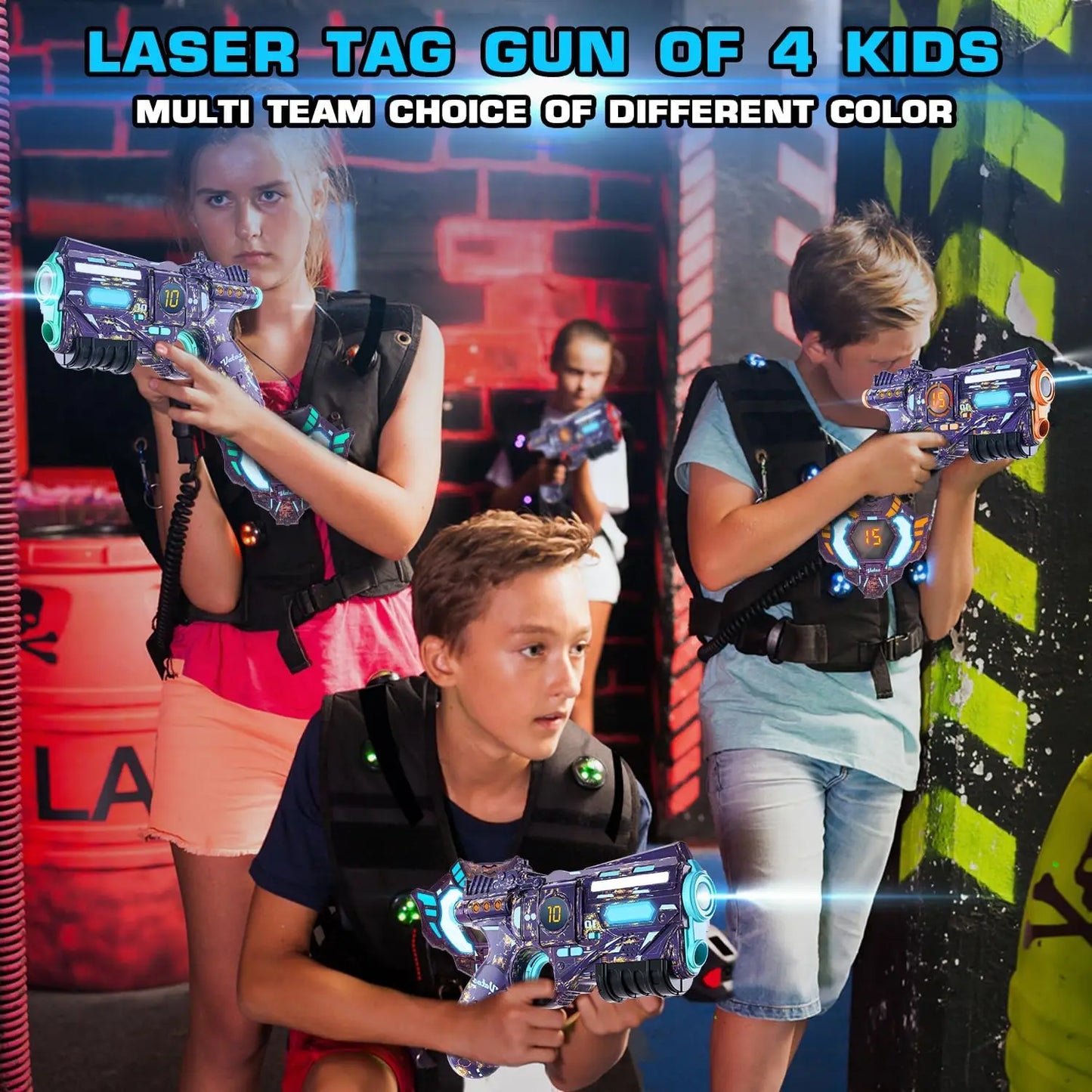 VATOS Rechargeable Laser Tag Gun Set With 4 Vests For Adults