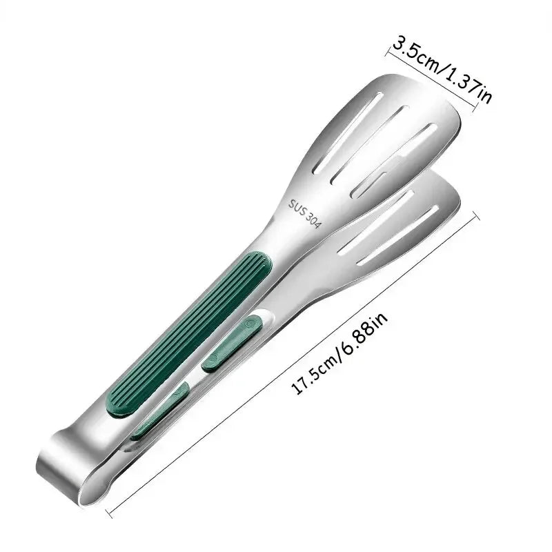 NONECN 1pc Non Slip Stainless Steel Food Tongs For Kitchen Barbecue Grill