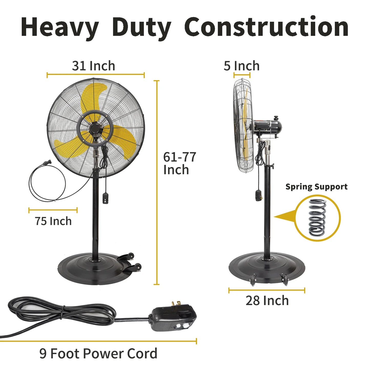 HICFM 9200 CFM 30 Inch Outdoor Misting Fan High Velocity 3 Speed