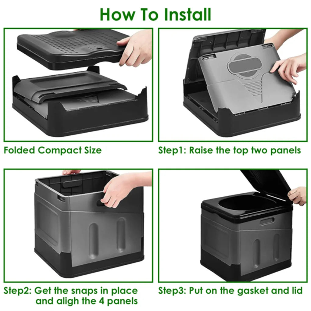 Foldable Portable Toilet With Carry Bag For Camping Or Car Use