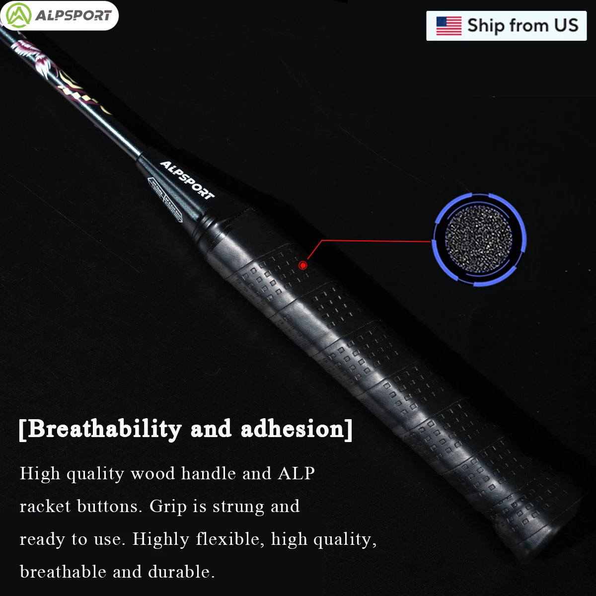 Alpsport HQ 6U Ultralight Offensive Carbon Fiber Badminton Racket