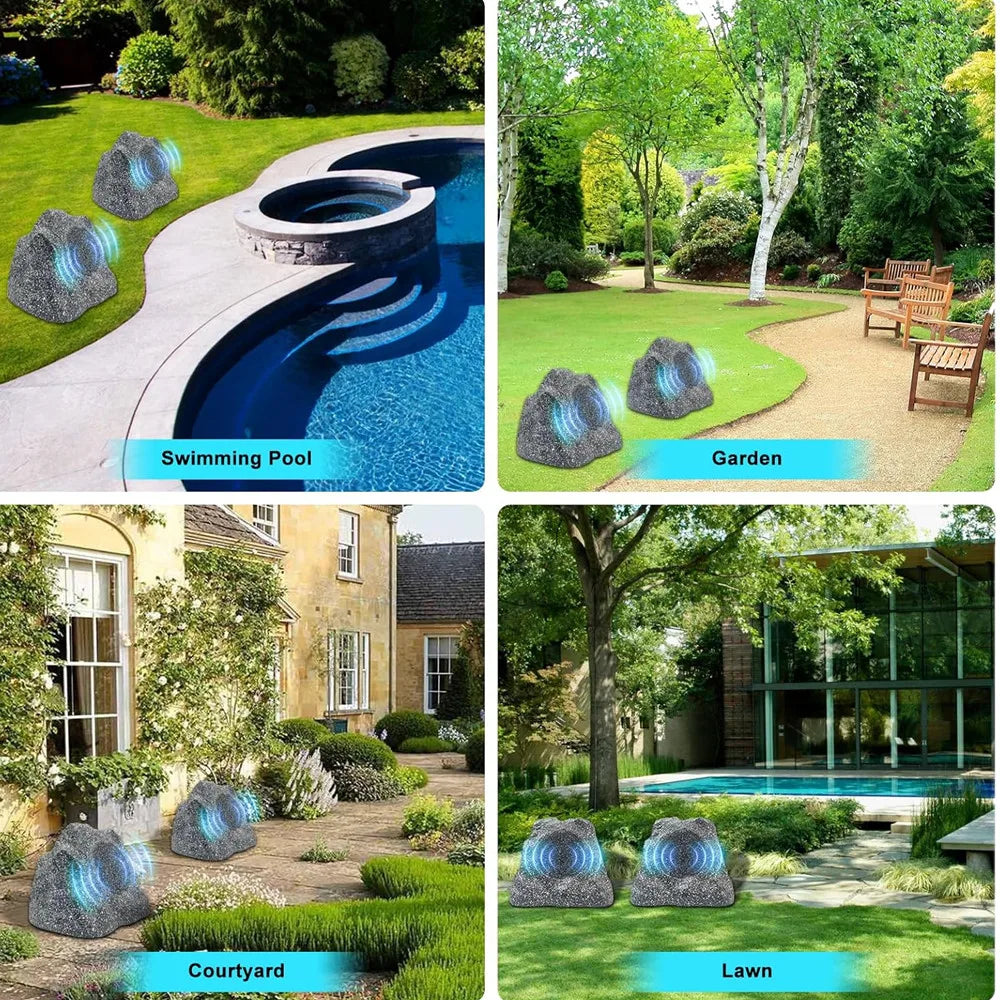 Herdio 8 Inch Bluetooth Rock Speakers Waterproof Stereo System Garden Pool