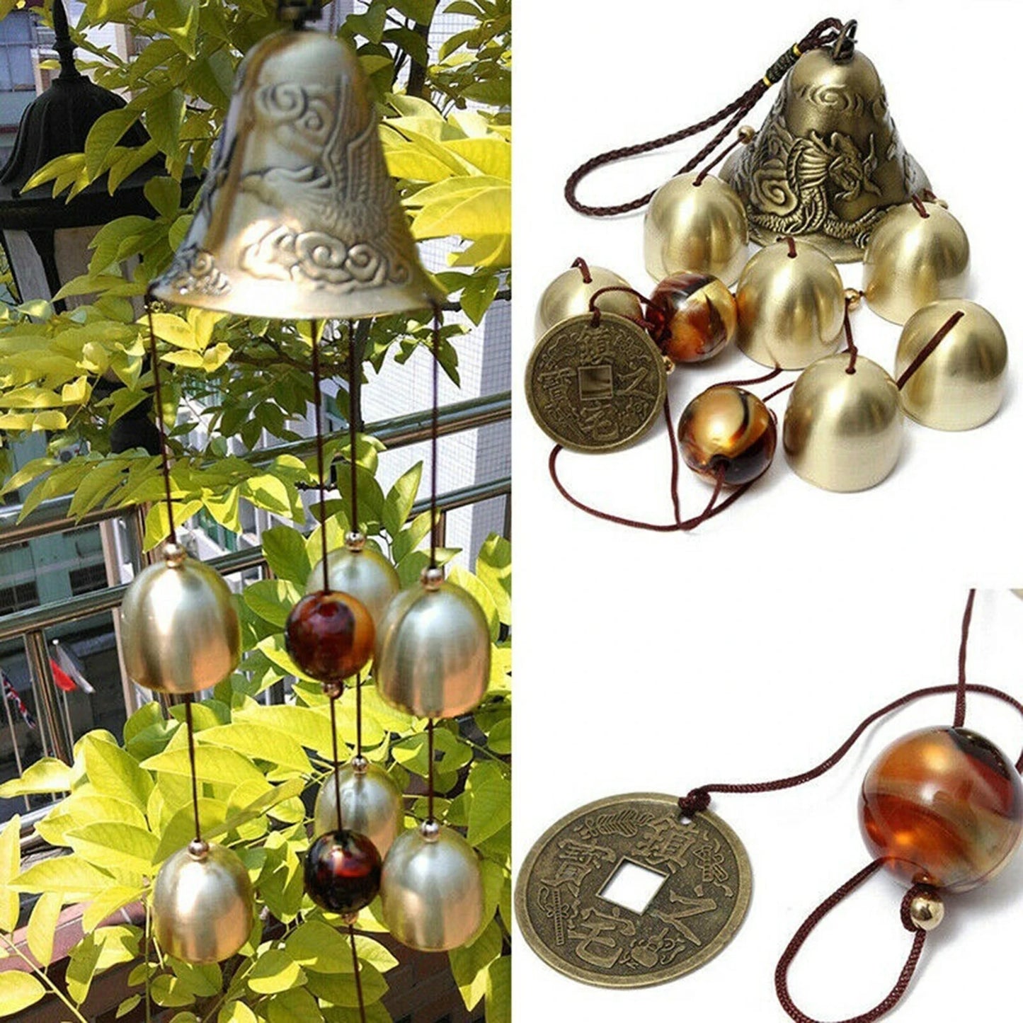 Xiangyanghua 6 Copper Bells Wind Chimes Outdoor Metal Ornament Yard Decor