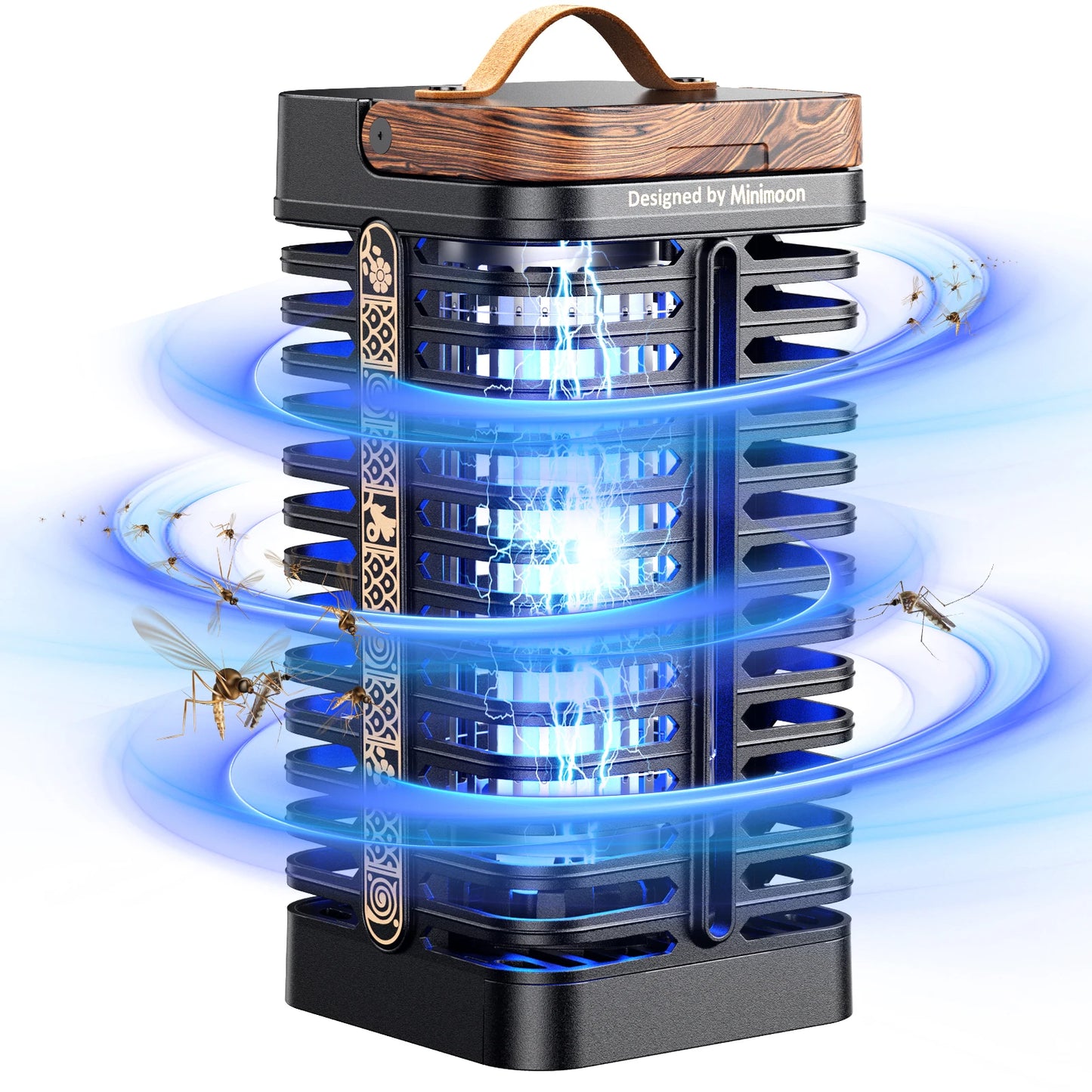 Minimoon Outdoor Bug Zapper Dual LED Mosquito Trap 4200V IPX4 15W