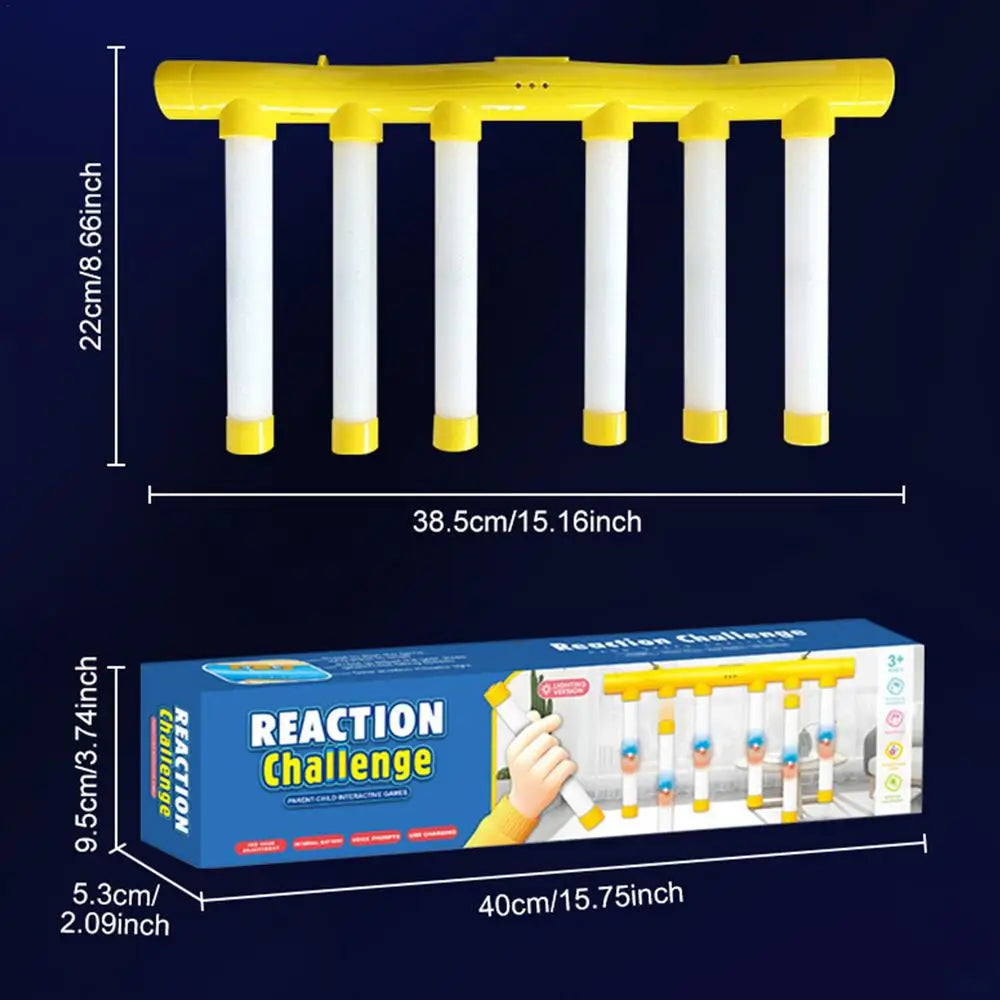 You’ll electrify game night with the Reflex Challenge Glow In The Dark Falling Sticks Catch Game.