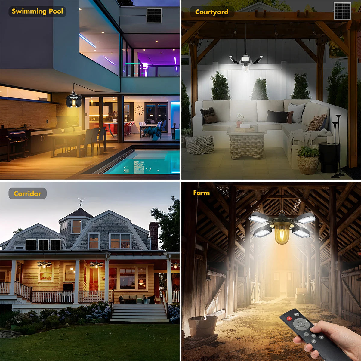 Amaryllis 192 LED Solar Powered Barn Light Outdoor Dual Motion Sensor 1000LM