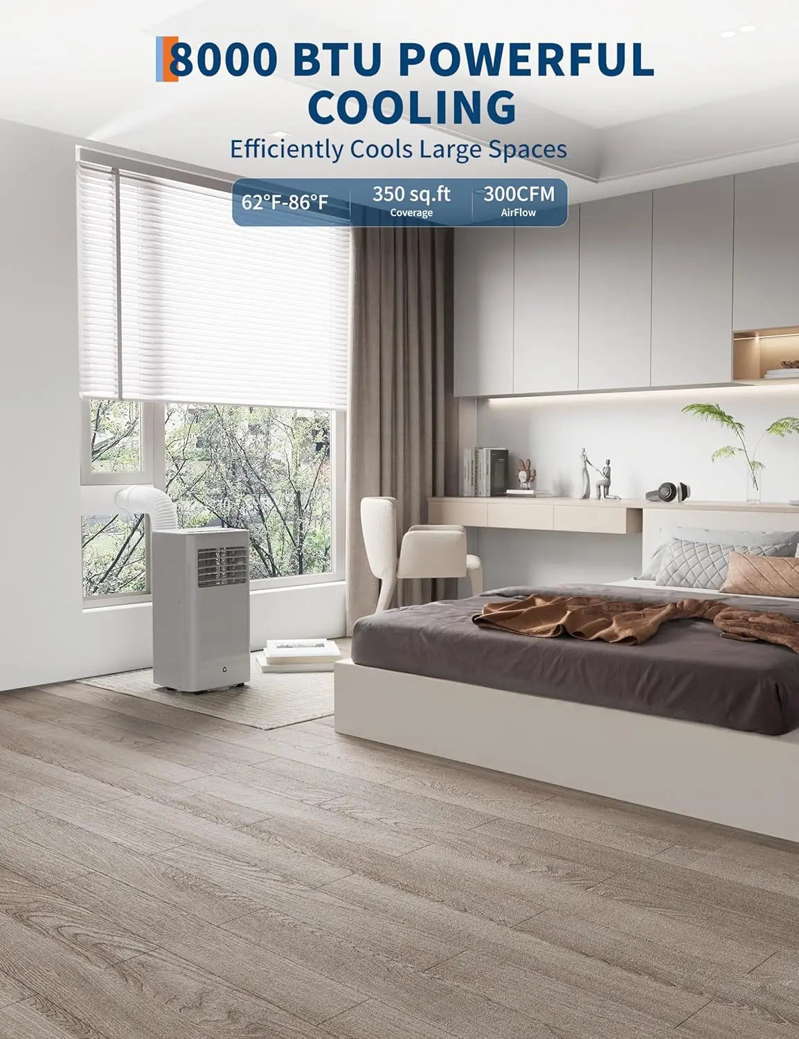 Acekool 8000 BTU Portable Air Conditioner Sleep Dry Fan Modes