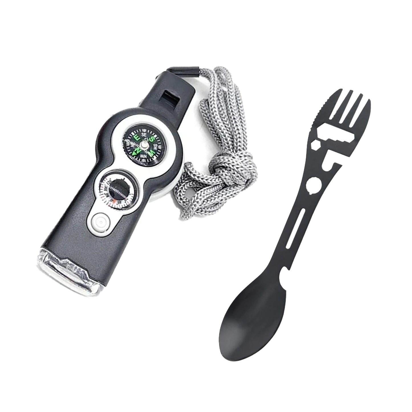 Seven In One Whistle Compass Tool For Camping With Knife And Bottle Opener