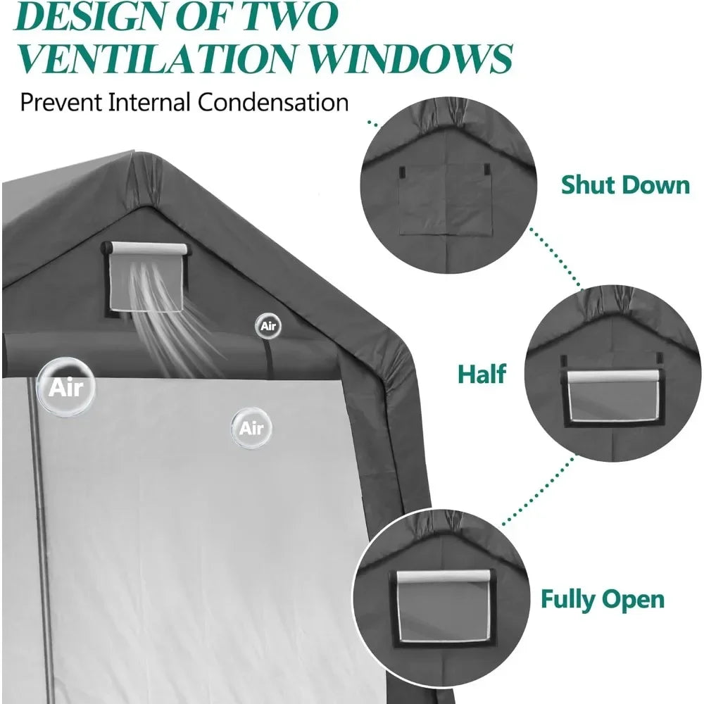 7x12 Outdoor Storage Shed With Heavy Duty Steel Frame And Ventilated Door