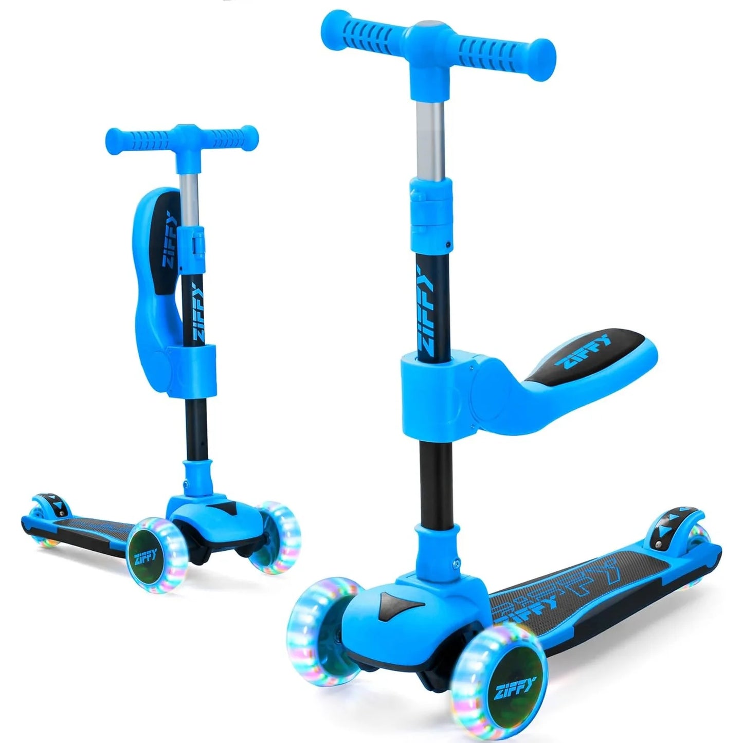Joyfy 2 In 1 Toddler Scooter With LED Lights Adjustable Height And Foldable Seat