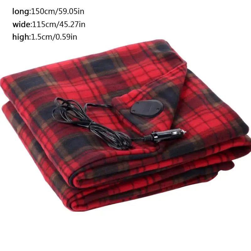 12V Electric Car Blanket Heated Fleece For Travel And Winter Warmth