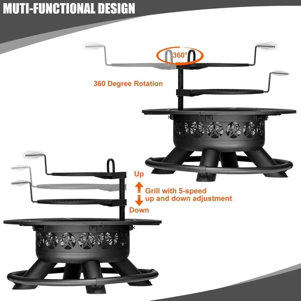 Transform your outdoor space with a 47-inch outdoor fire pit that blends warmth, cooking, and modern style.