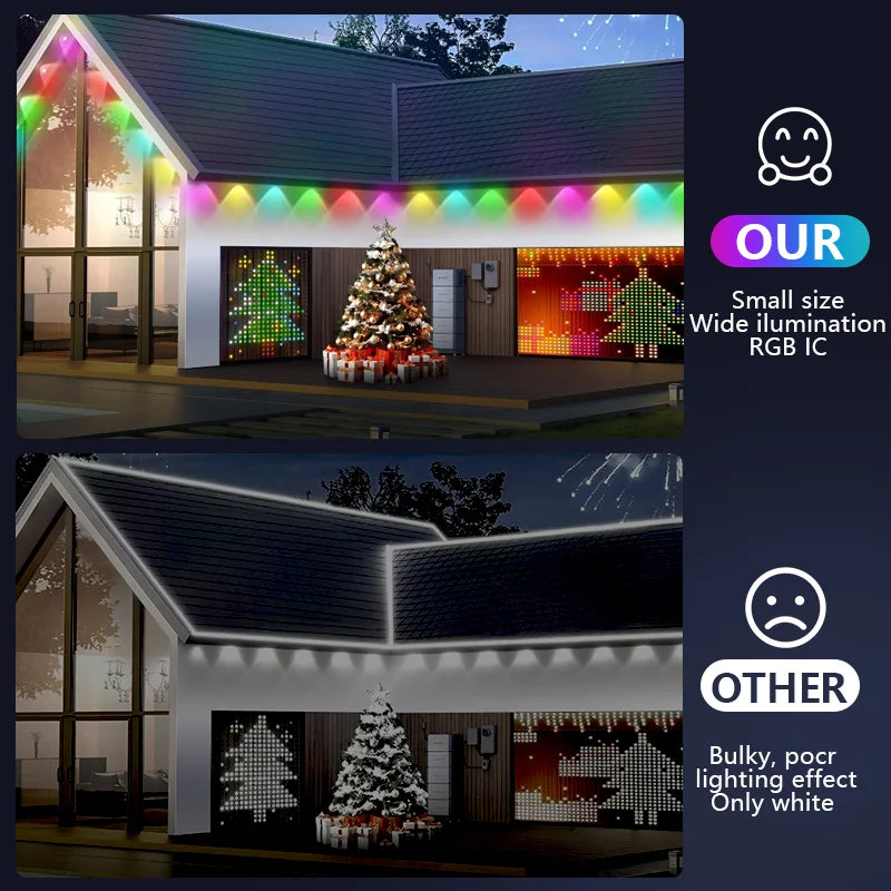 MIMIRGBC Smart RGBIC Outdoor String Lights 90 LEDs 75 Scene Modes Garden