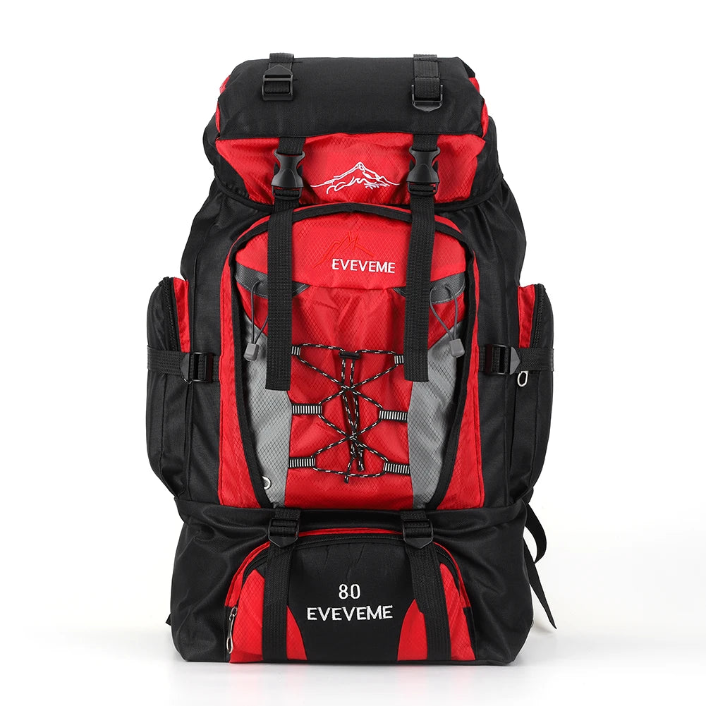 NONECN Waterproof 80L Mountain Climbing Backpack Canvas Trekking Hiking Rucksack