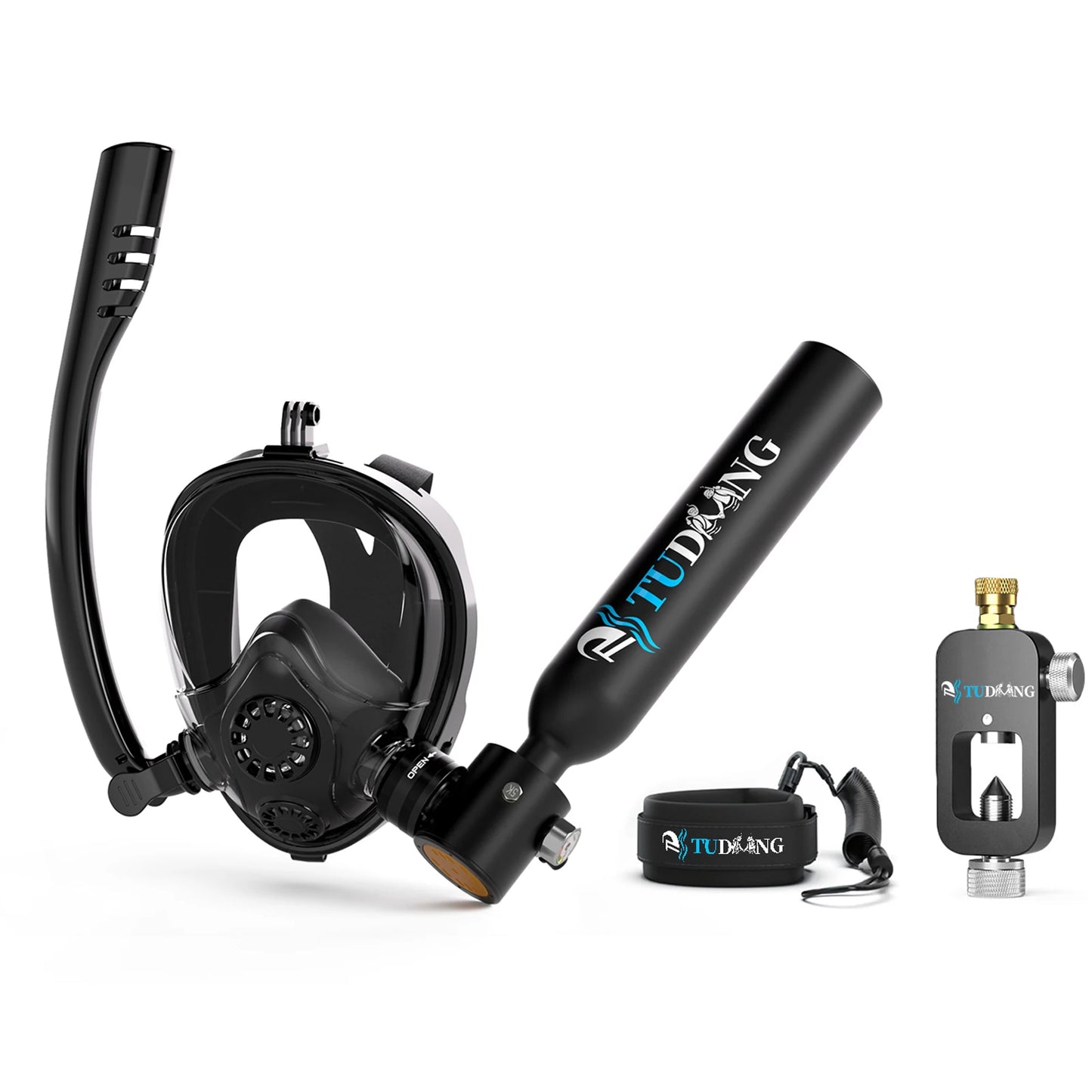TUDIVING 0.5L Mini Scuba Tank With Diving Mask For Underwater Breathing Training