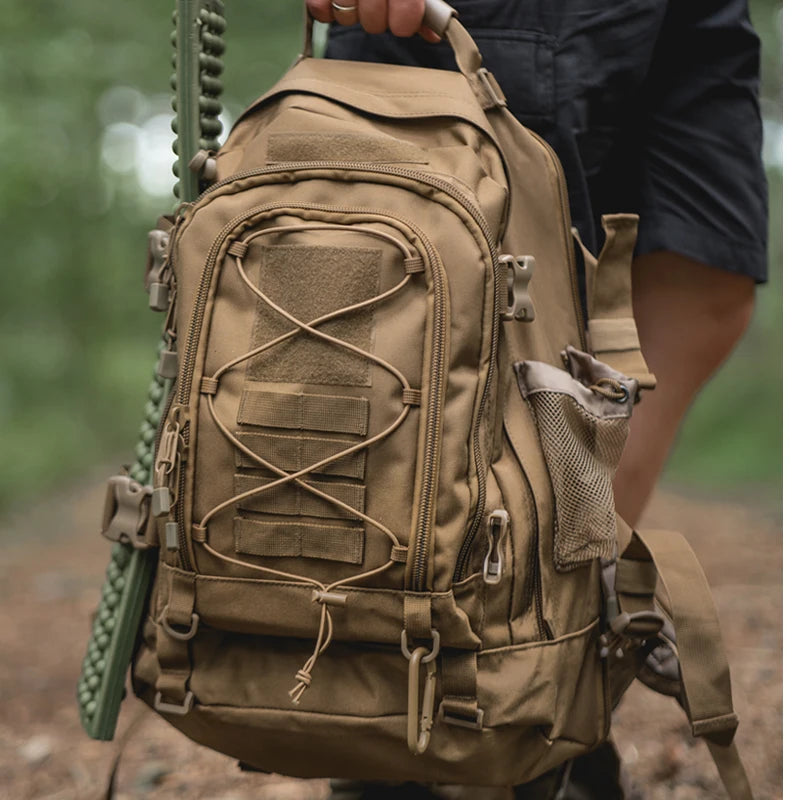 Gear up for rugged adventures with the LQARMY 65L Outdoor Tactical Backpack, built to endure harsh conditions, ride comfortably on your back, and keep your gear organized as you push farther into remote trails.