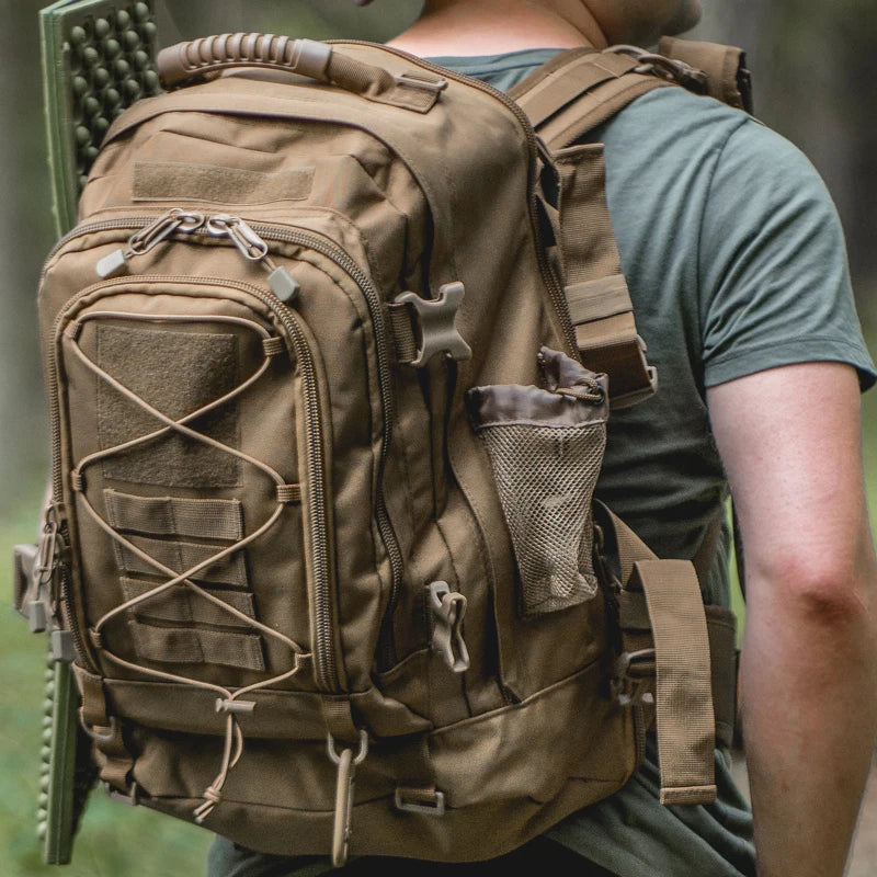 Gear up for rugged adventures with the LQARMY 65L Outdoor Tactical Backpack, built to endure harsh conditions, ride comfortably on your back, and keep your gear organized as you push farther into remote trails.