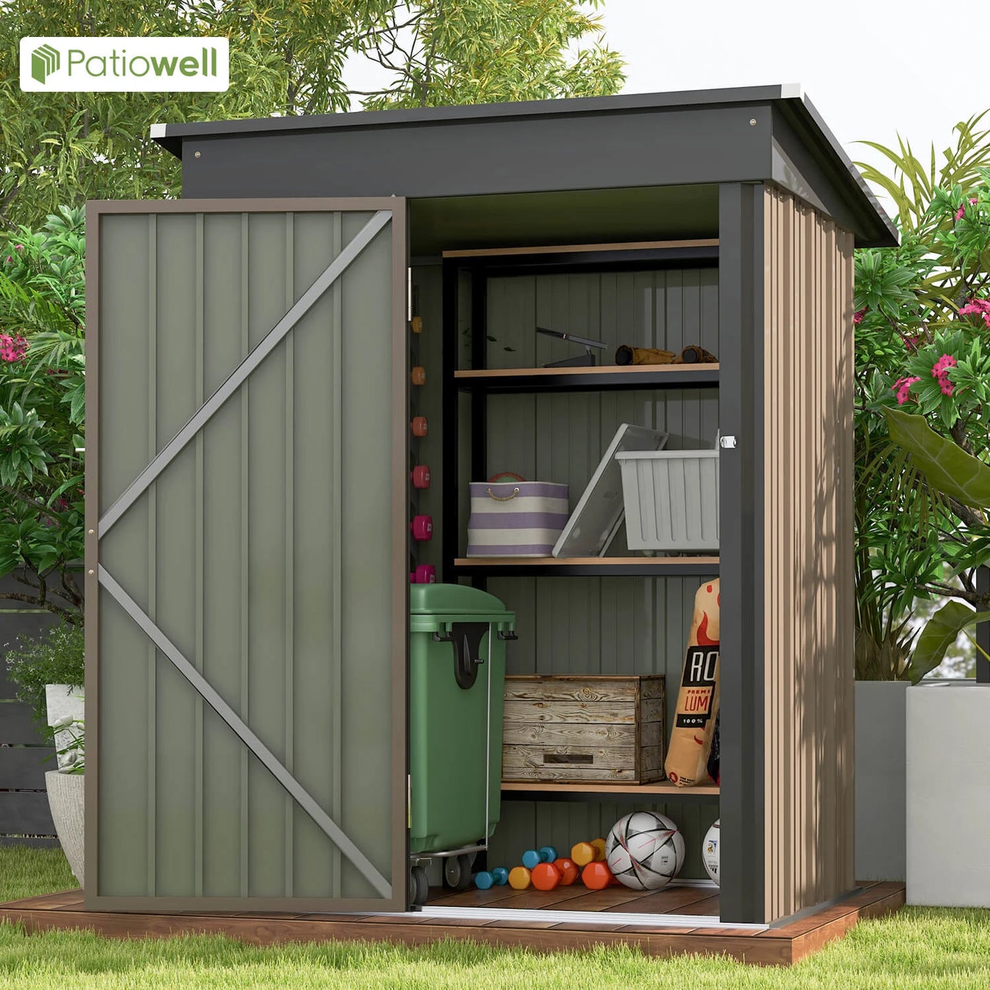Victone Patiowell 5x3 Ft Outdoor Storage Shed With Lockable Door