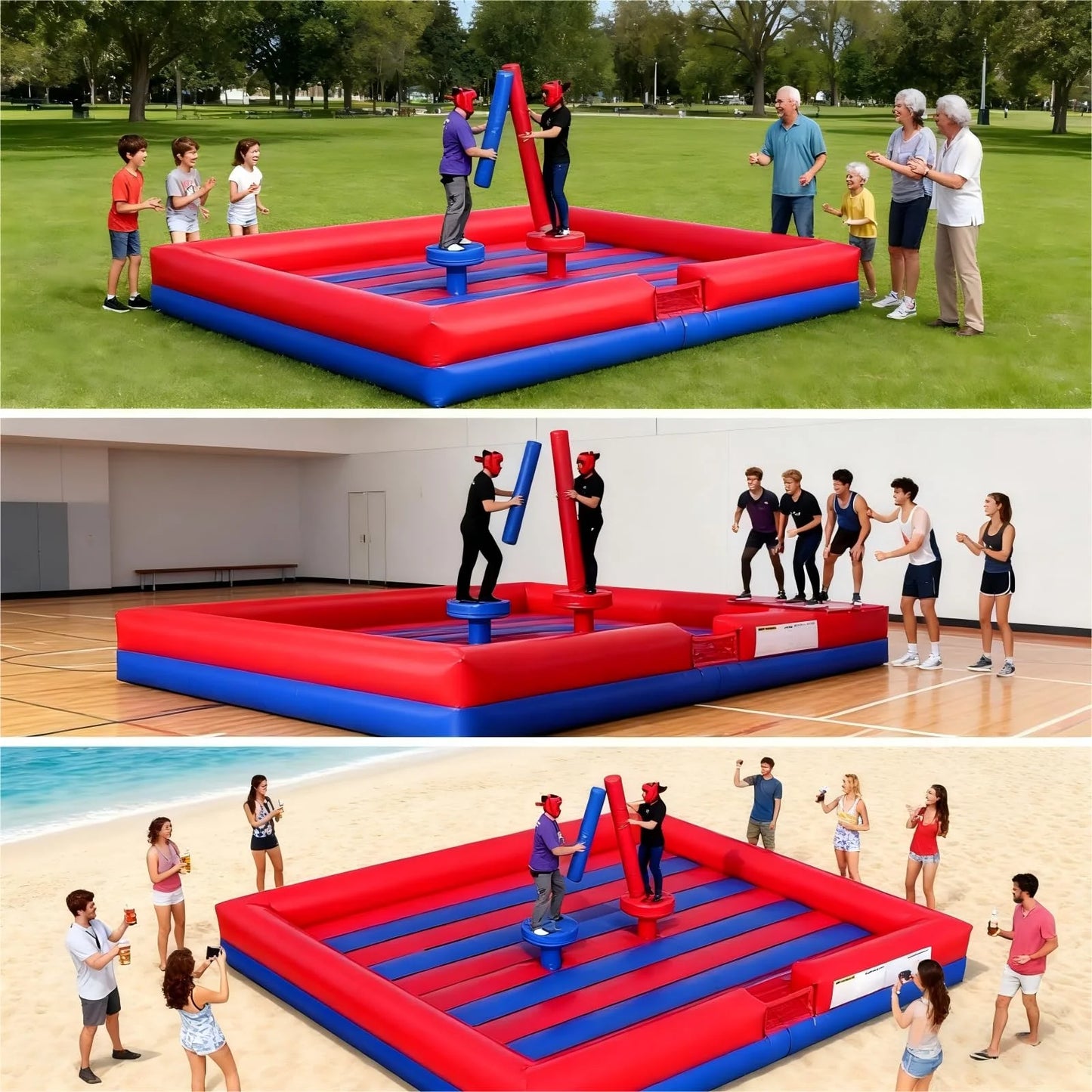 Ejia Inflatable Gladiator Arena 2 Person 13x13 Ft Outdoor Jousting Game