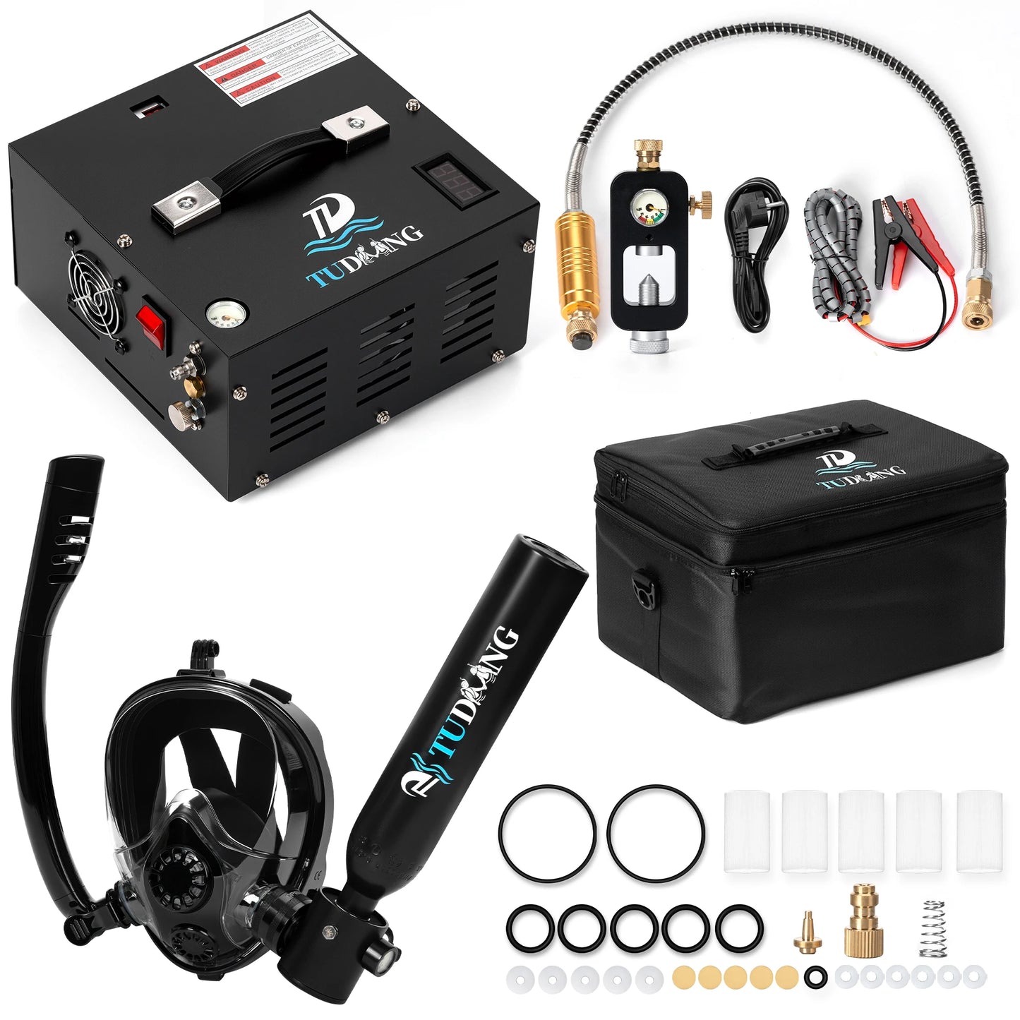 Experience compact, dependable underwater training with the TUDIVING 0.5L scuba tank kit.