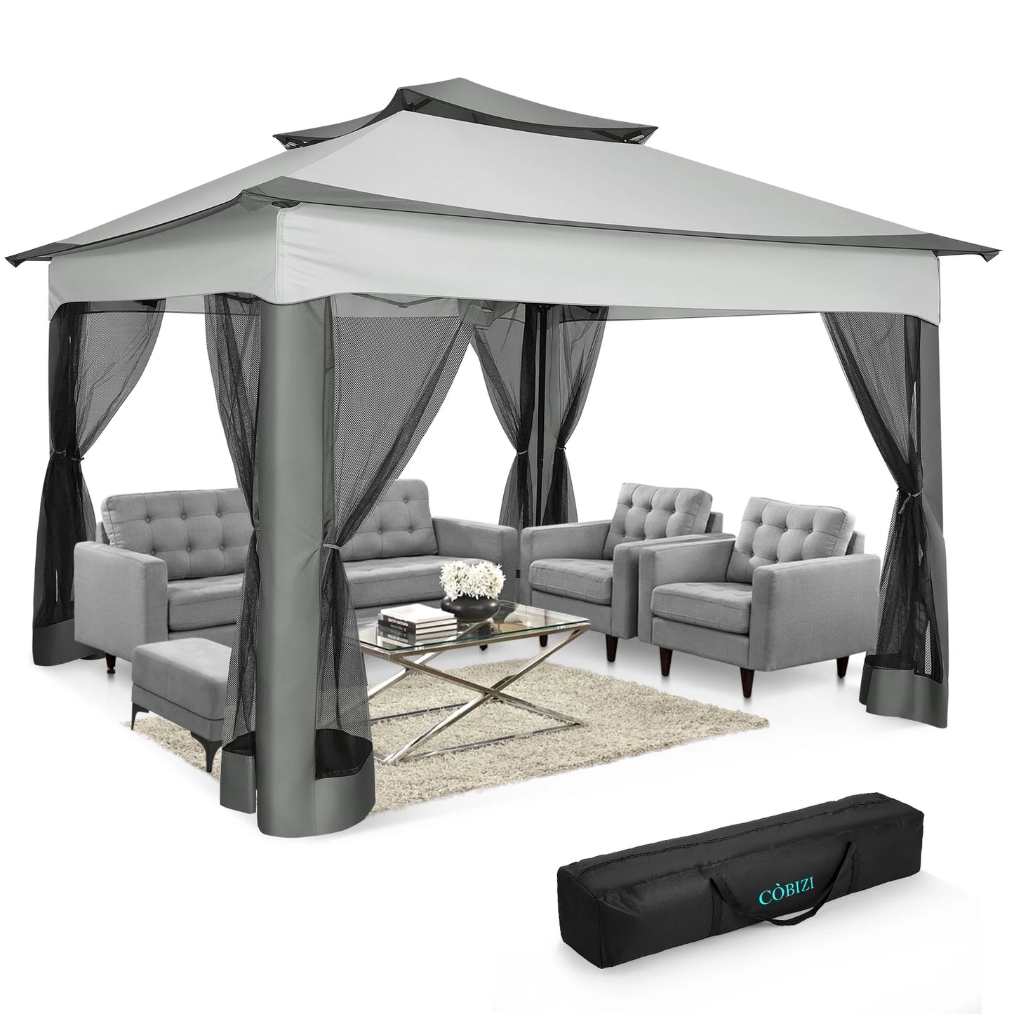 Tooluck brings you a 12x12 pop up gazebo that assembles in minutes, delivering quick shade, mosquito protection, and versatile outdoor shelter for any backyard occasion.