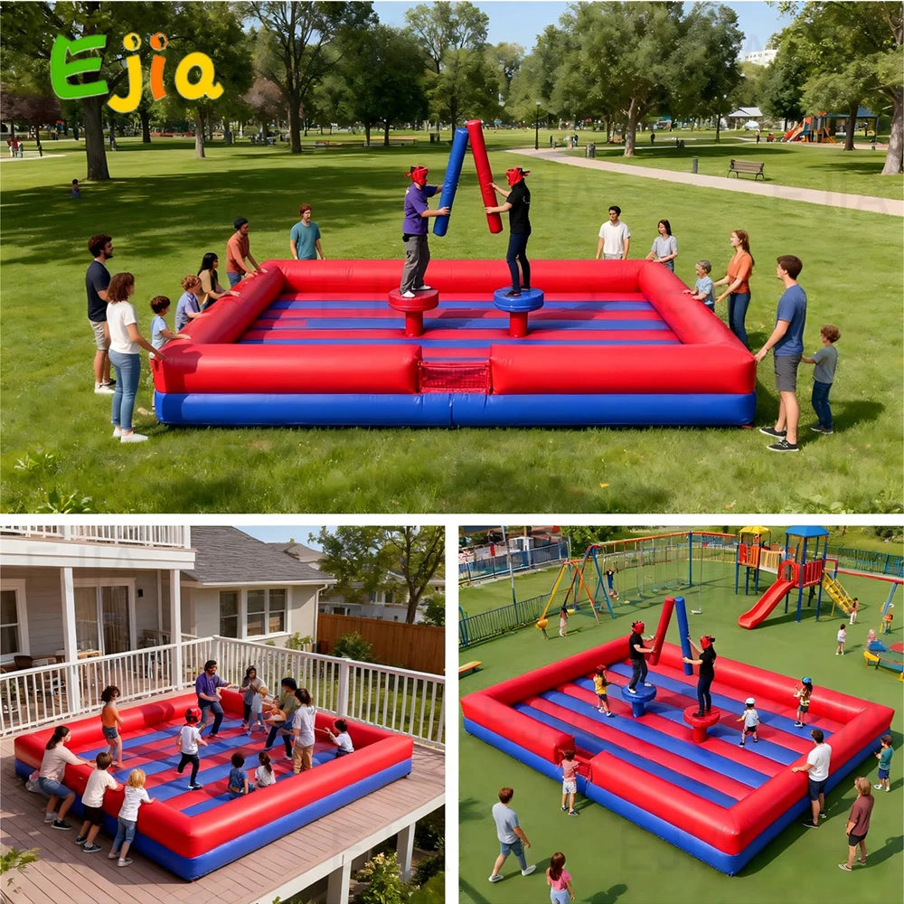 Ejia Inflatable Gladiator Arena 2 Person 13x13 Ft Outdoor Jousting Game