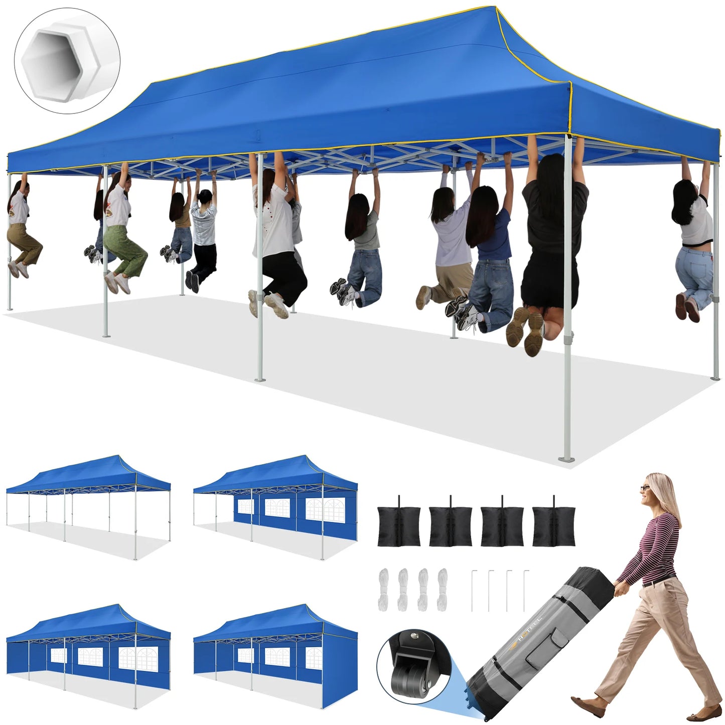 Upgrade your outdoor gatherings with the COBIZICN 10x30ft pop up canopy, a rugged, fast‑set shade solution built for commercial events and everyday use, perfect for weddings, markets, festivals, and backyard parties.