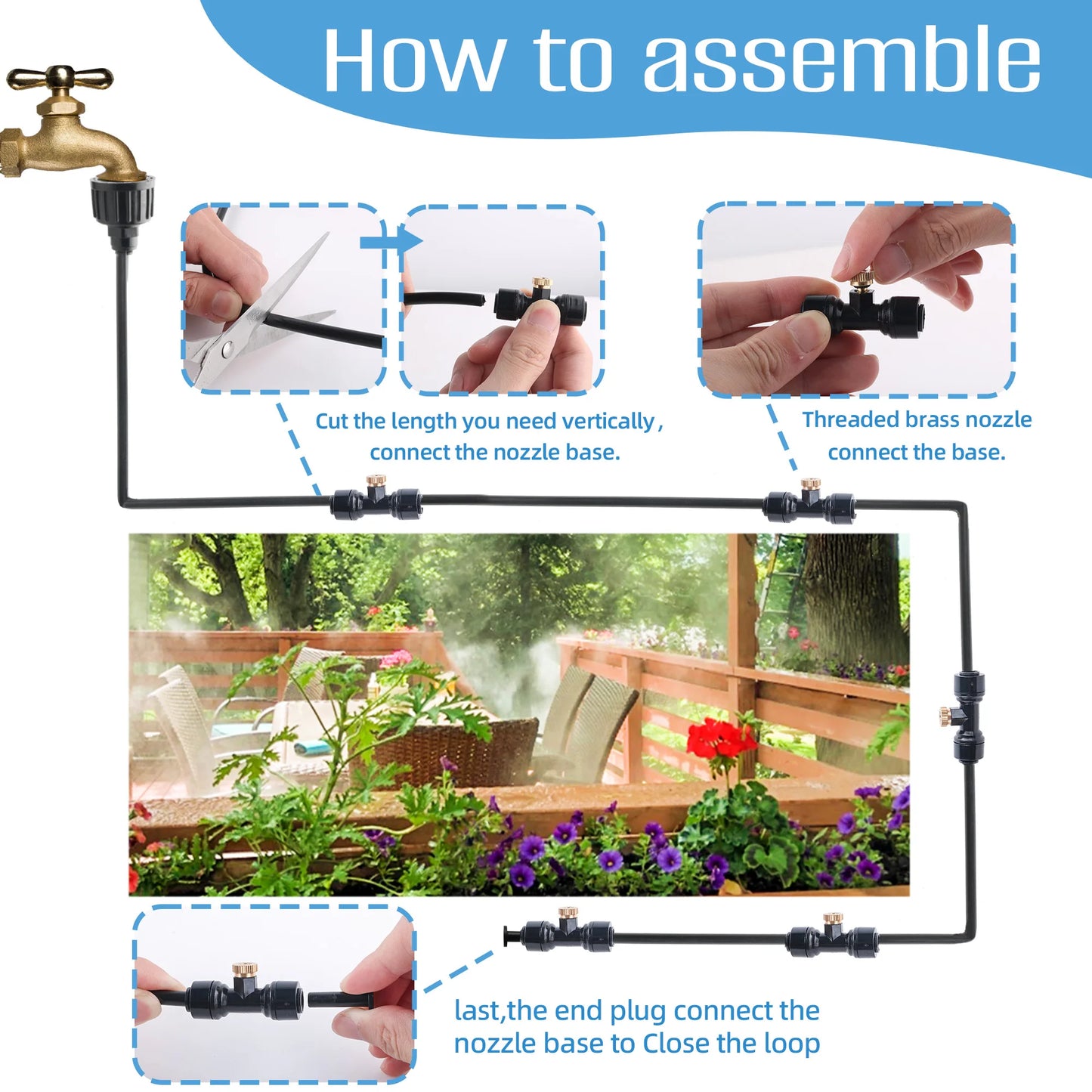 Refresh your outdoor space with this 80ft misting cooling system.