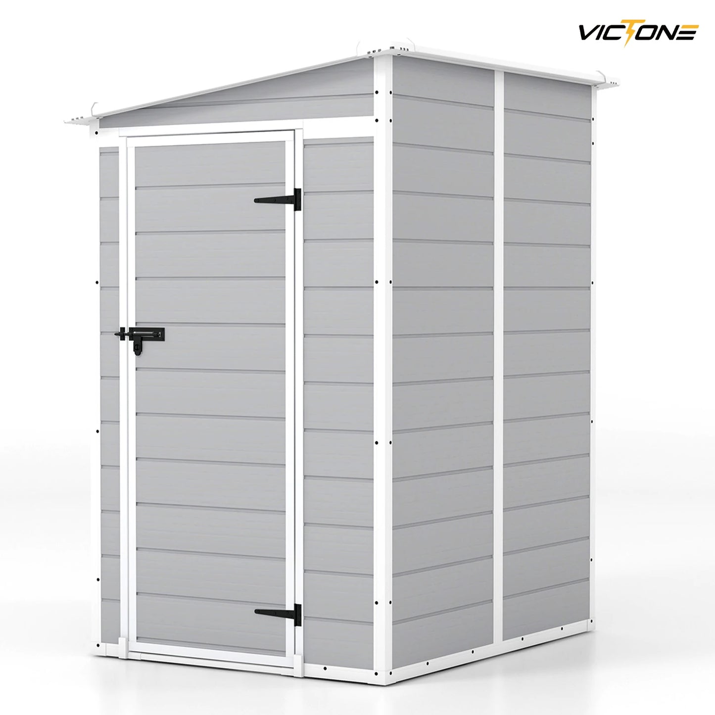 Victone 5x4 Ft Plastic Outdoor Storage Shed With Floor And Lockable Window Door