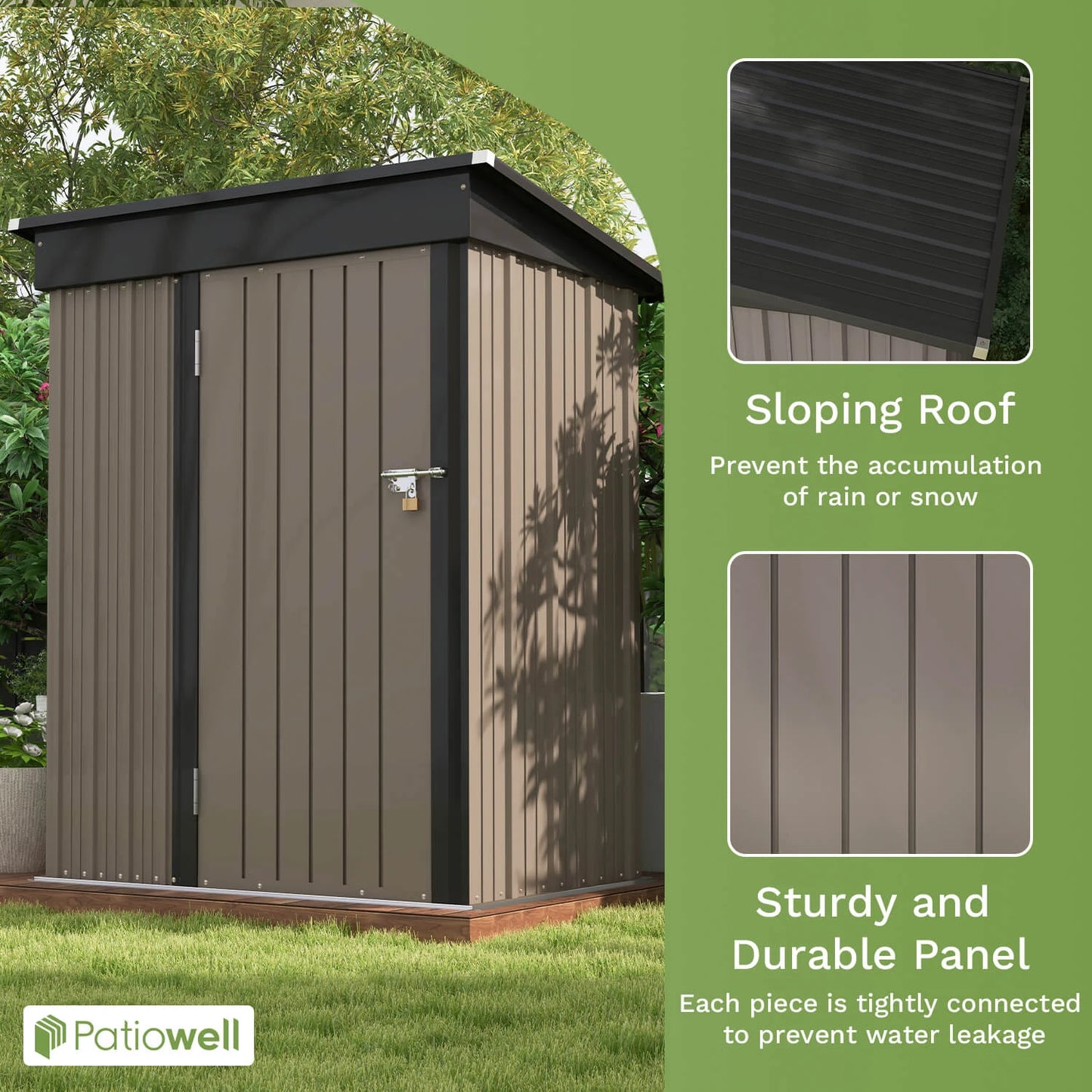 Victone Patiowell 5x3 Ft Outdoor Storage Shed With Lockable Door