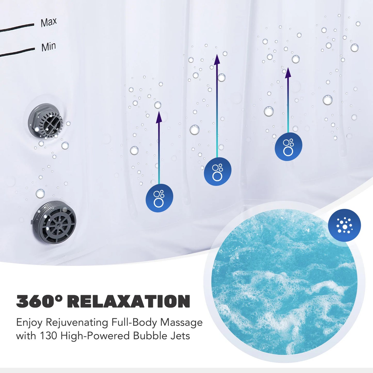 COZ Outdoor Inflatable Hot Tub Spa With Heater 130 Massaging Jets 6 Person