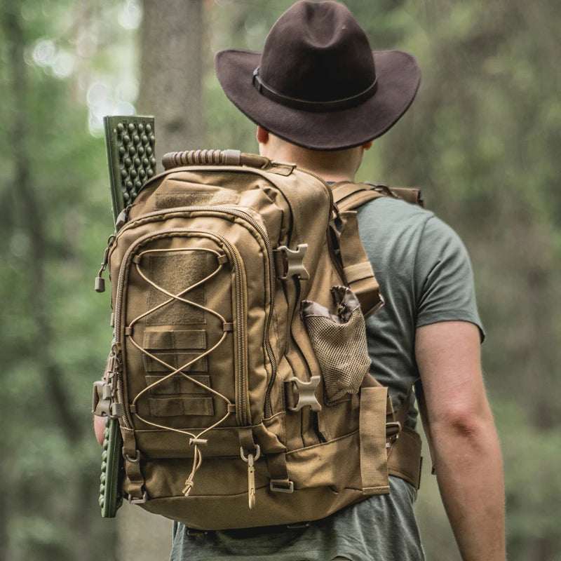 Gear up for rugged adventures with the LQARMY 65L Outdoor Tactical Backpack, built to endure harsh conditions, ride comfortably on your back, and keep your gear organized as you push farther into remote trails.