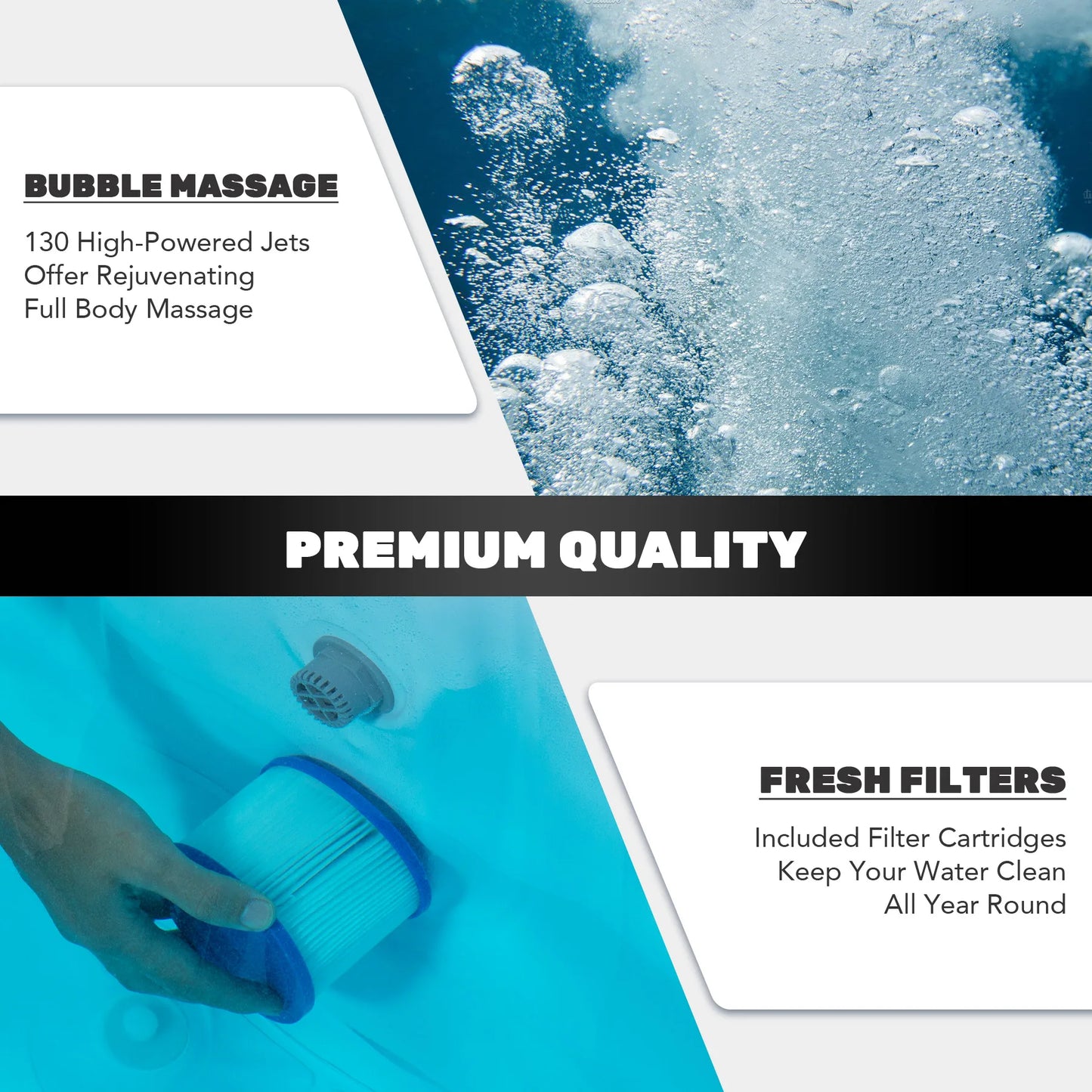 COZ Outdoor Inflatable Hot Tub Spa With Heater 130 Massaging Jets 6 Person