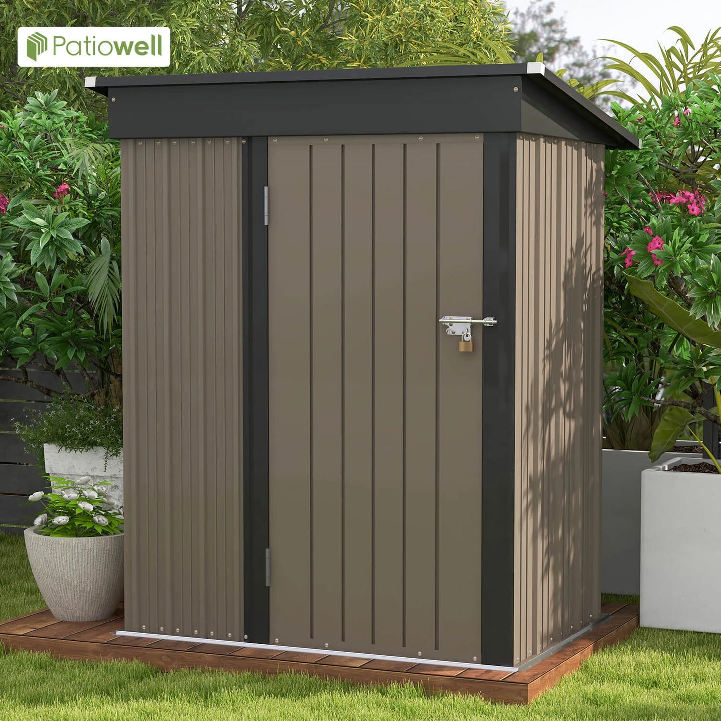 Victone Patiowell 5x3 Ft Outdoor Storage Shed With Lockable Door