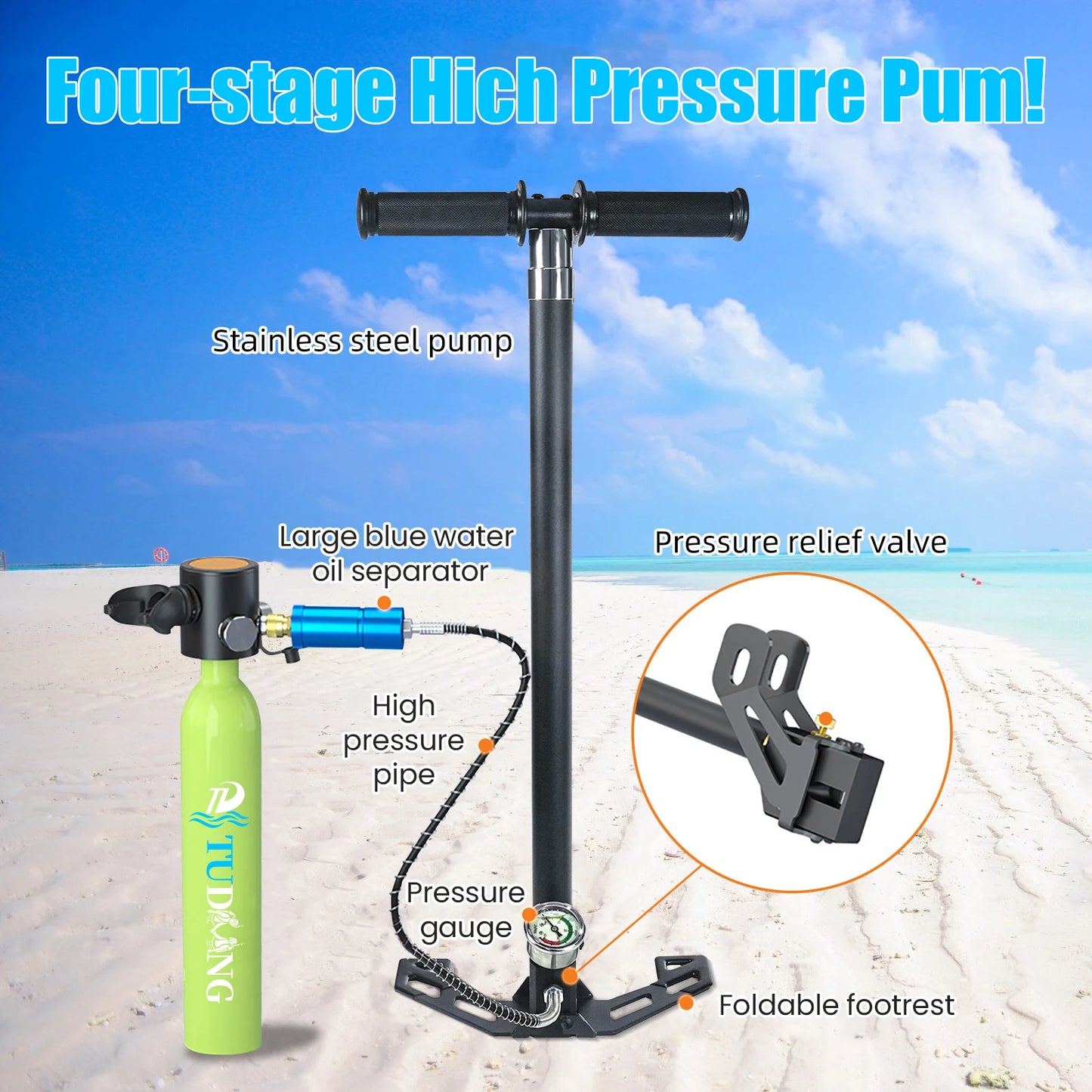 TUDIVING 0.5L Mini Scuba Tank With Diving Mask For Underwater Breathing Training