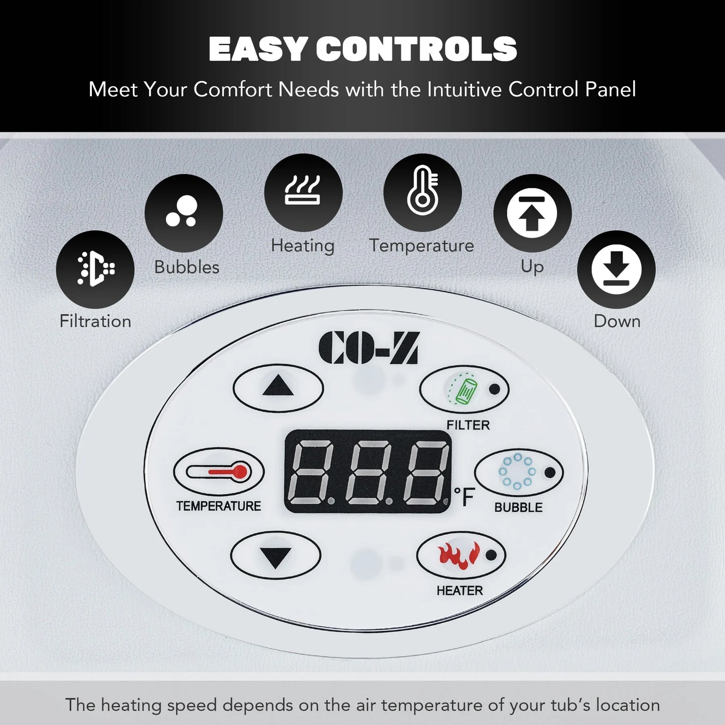 COZ Outdoor Inflatable Hot Tub Spa With Heater 130 Massaging Jets 6 Person