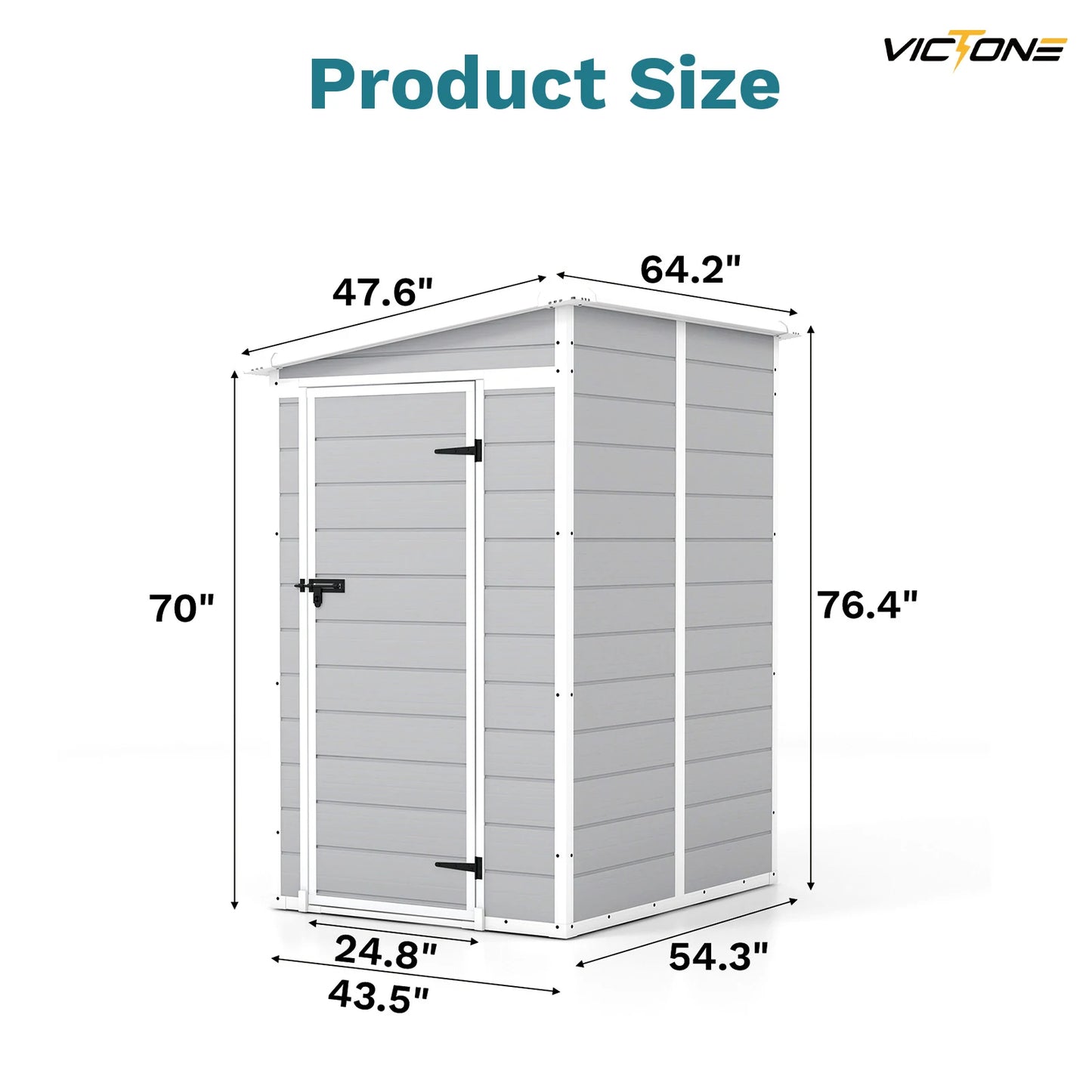 Victone 5x4 Ft Plastic Outdoor Storage Shed With Floor And Lockable Window Door